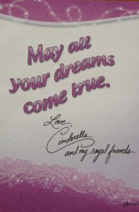 The back of the postcard with a message from Cinderella.